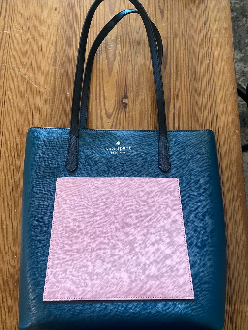kate spade Teal Tote with Pink Front Pocket